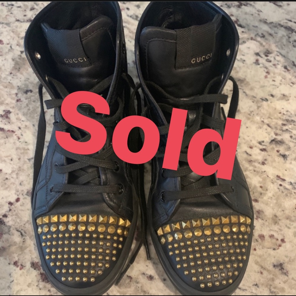Authentic Gucci studded high top sneakers